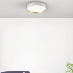 LED-loftlampe Lucia, hvid/guldfarvet Ø 35 cm^LOOM DESIGN New