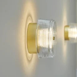 LOOM DESIGN Væglamper|Væglamper>LED-væglampe Glow guldfarvet/klar Ø 16 cm akryl