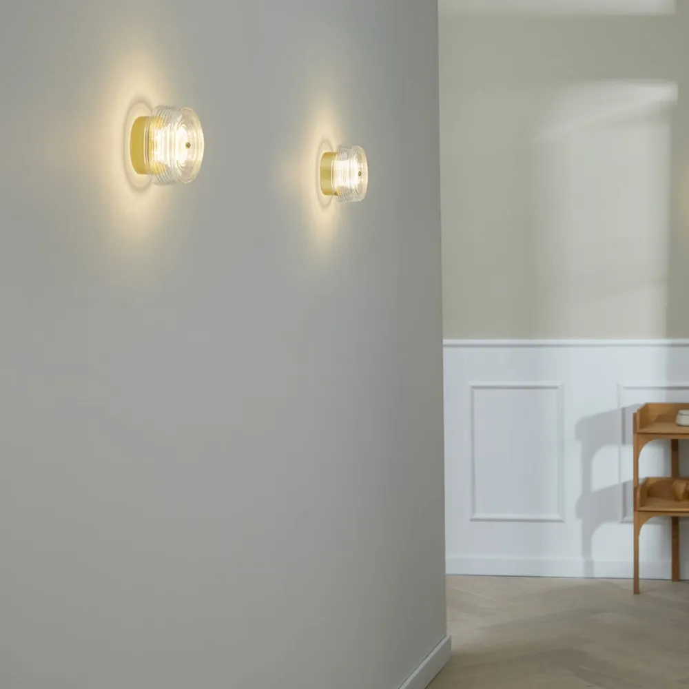 LOOM DESIGN Væglamper|Væglamper>LED-væglampe Glow guldfarvet/klar Ø 16 cm akryl