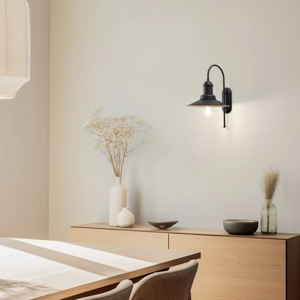 Lorato væglampe, sort, højde 48 cm, metal, E27^ROYALTECH Discount