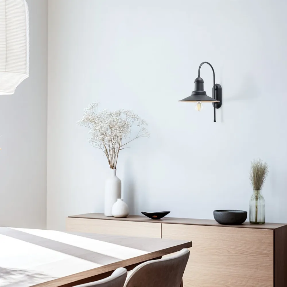 Lorato væglampe, sort, højde 48 cm, metal, E27^ROYALTECH Discount