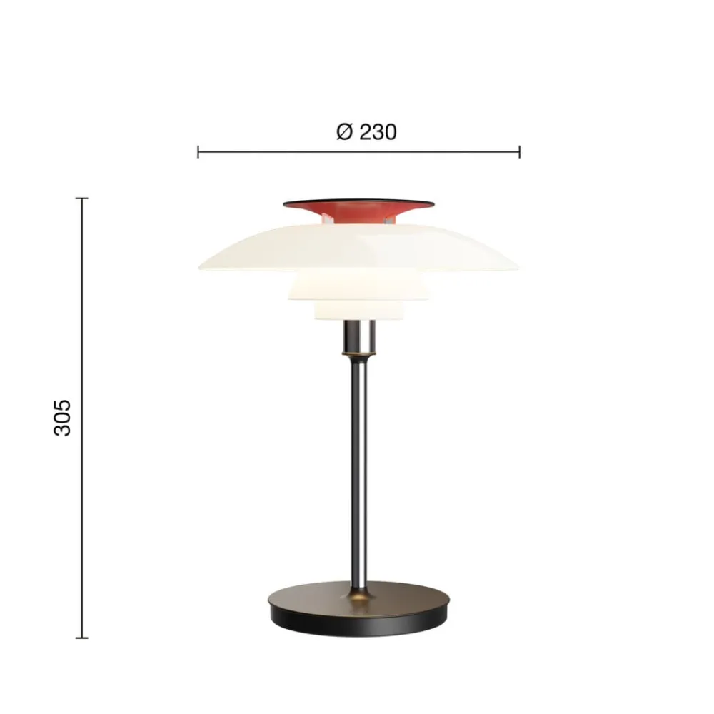 Louis Poulsen Dekorationsbelysning>LED-bordlampe PH 80, hvid/rød/krom IP44