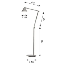 Louis Poulsen NJP LED-gulvlampe, 2.700 K, lysegrå