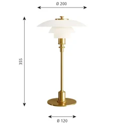 PH 2/1 bordlampe, messing-hvid^Louis Poulsen Best