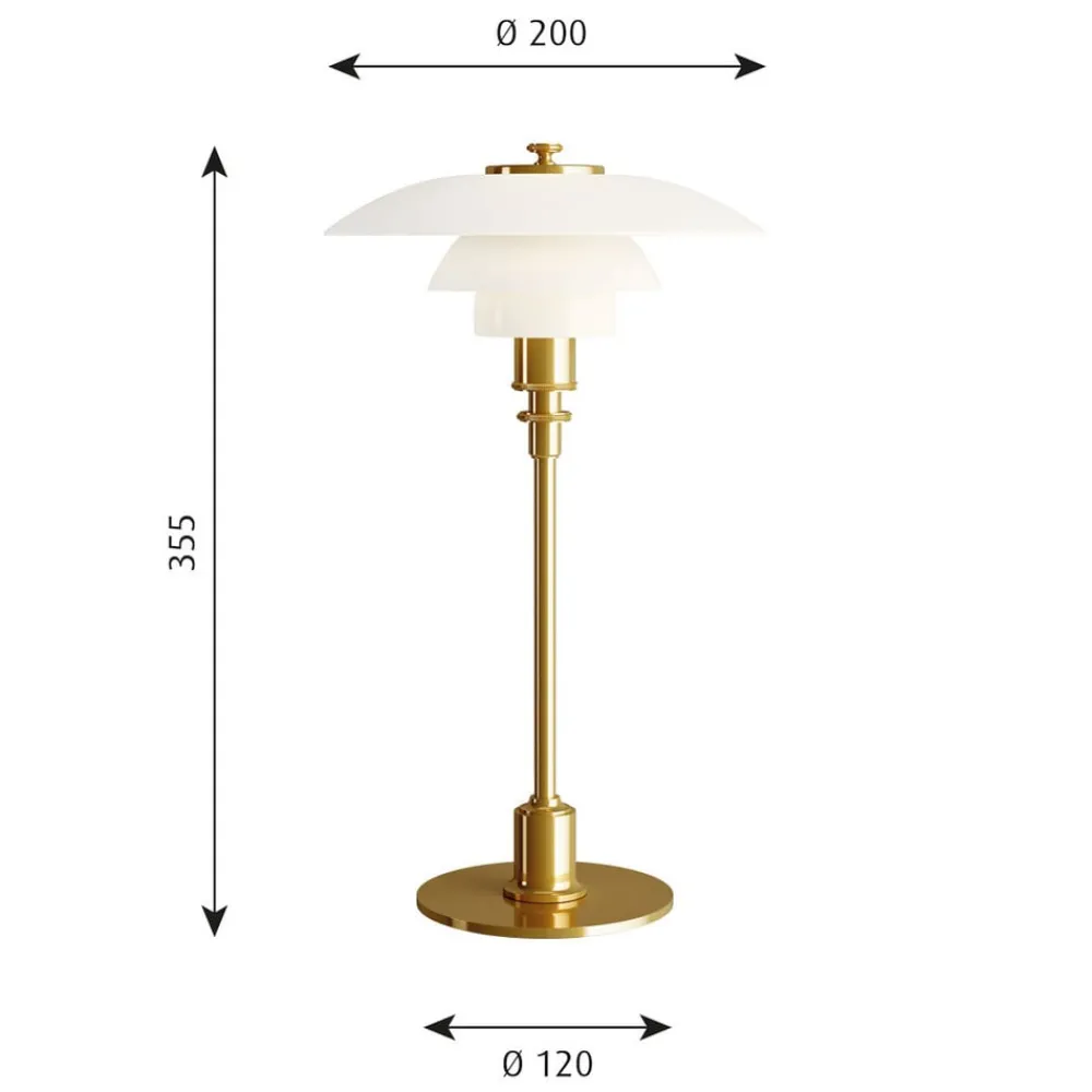 PH 2/1 bordlampe, messing-hvid^Louis Poulsen Best