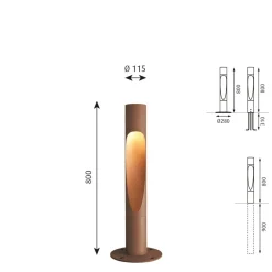 Louis Poulsen Vejlampe 830 rust 80 cm dæmpbar sokkel jordforbindelse