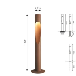 Louis Poulsen Gadebelysning>Vejlampe 830 rust 110cm dæmpbar sokkel jordforbindelse