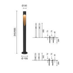 vejlampe Flindt, 927 sort 70 cm base 24 V^Louis Poulsen Clearance