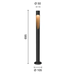 vejlampe Flindt, 930 sort 70 cm fod 24 V^Louis Poulsen Discount