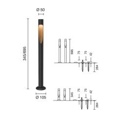 vejlampe Flindt, 930 sort 70 cm fod 24 V^Louis Poulsen Discount