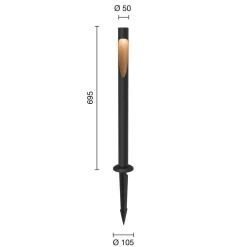 Louis Poulsen vejlampe Flindt 840 70 cm sort jordstik 24 V