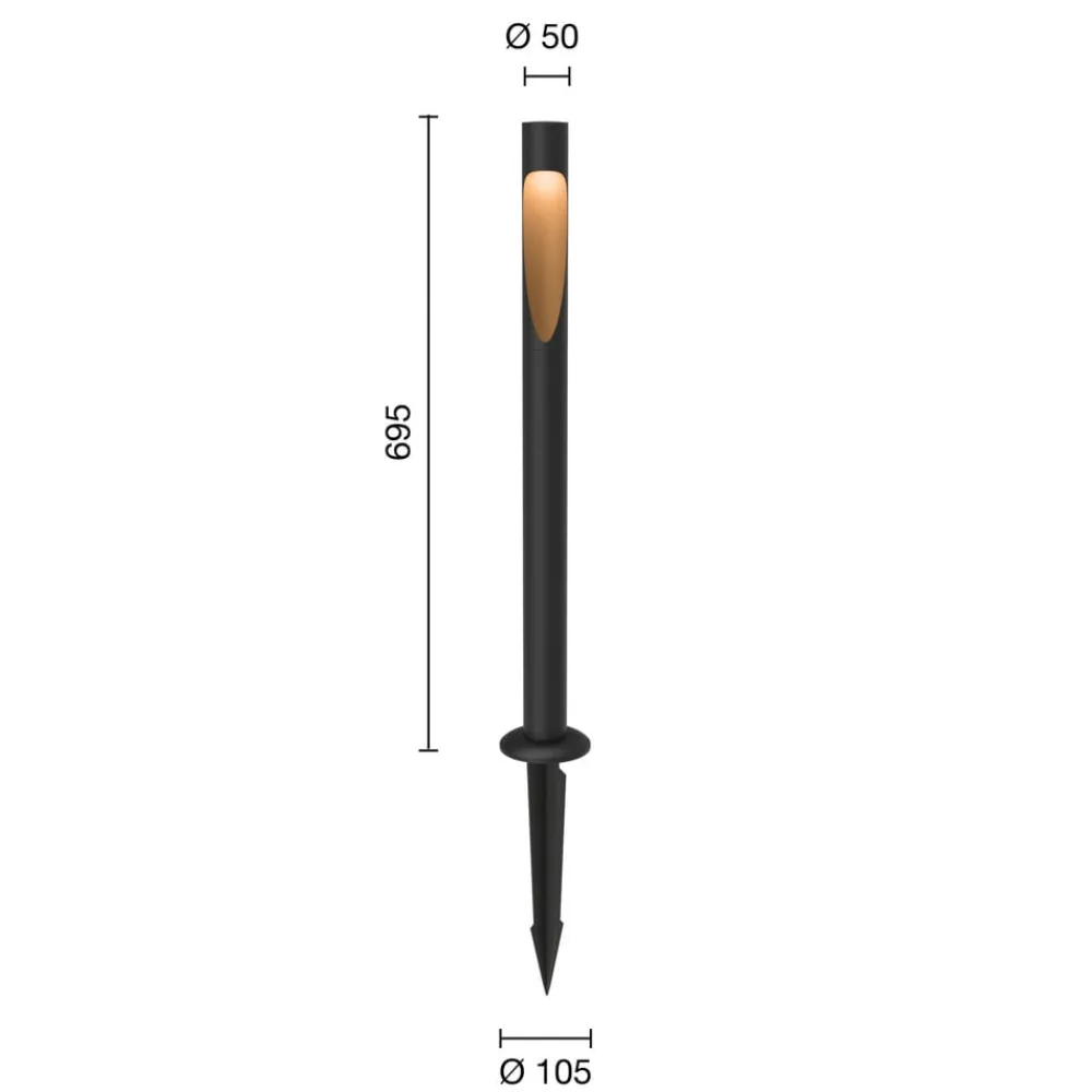 Louis Poulsen vejlampe Flindt 840 70 cm sort jordstik 24 V