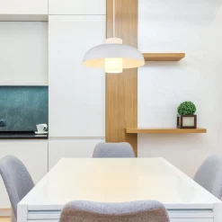 Lowe pendellampe, mat hvid, Ø 38 cm, metal^Globo