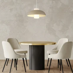 Globo Lowe pendellampe, sandfarvet mat, Ø 38 cm, metal