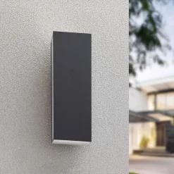 Lucande Aegisa udendørs LED-væglampe, kantet