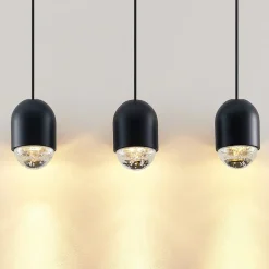 Amielle pendellampe, 3 lyskilder, sort^Lucande