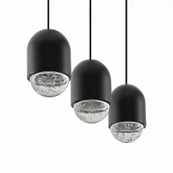 Amielle pendellampe, 3 lyskilder, sort^Lucande