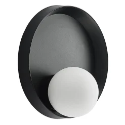 Lucande Andelina væglampe, rund, sort