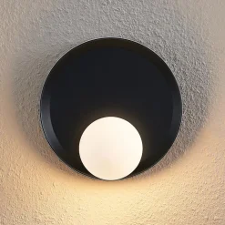 Lucande Andelina væglampe, rund, sort