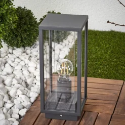 Lucande Terrassebelysning|Sokkellamper>Annalea sokkellampe, 35 cm, antracit, IP54