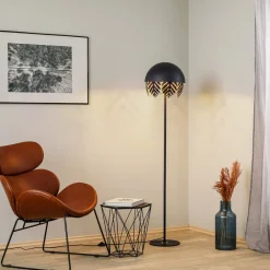 Lucande Gulvlamper>Aparas gulvlampe, bladlook, sort-guld