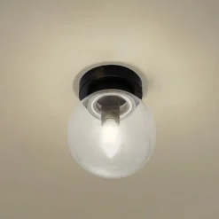 Badolo loftslampe, sort, glas, Ø 15 cm, IP44^Lucande Discount