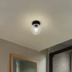 Badolo loftslampe, sort, glas, Ø 15 cm, IP44^Lucande Discount