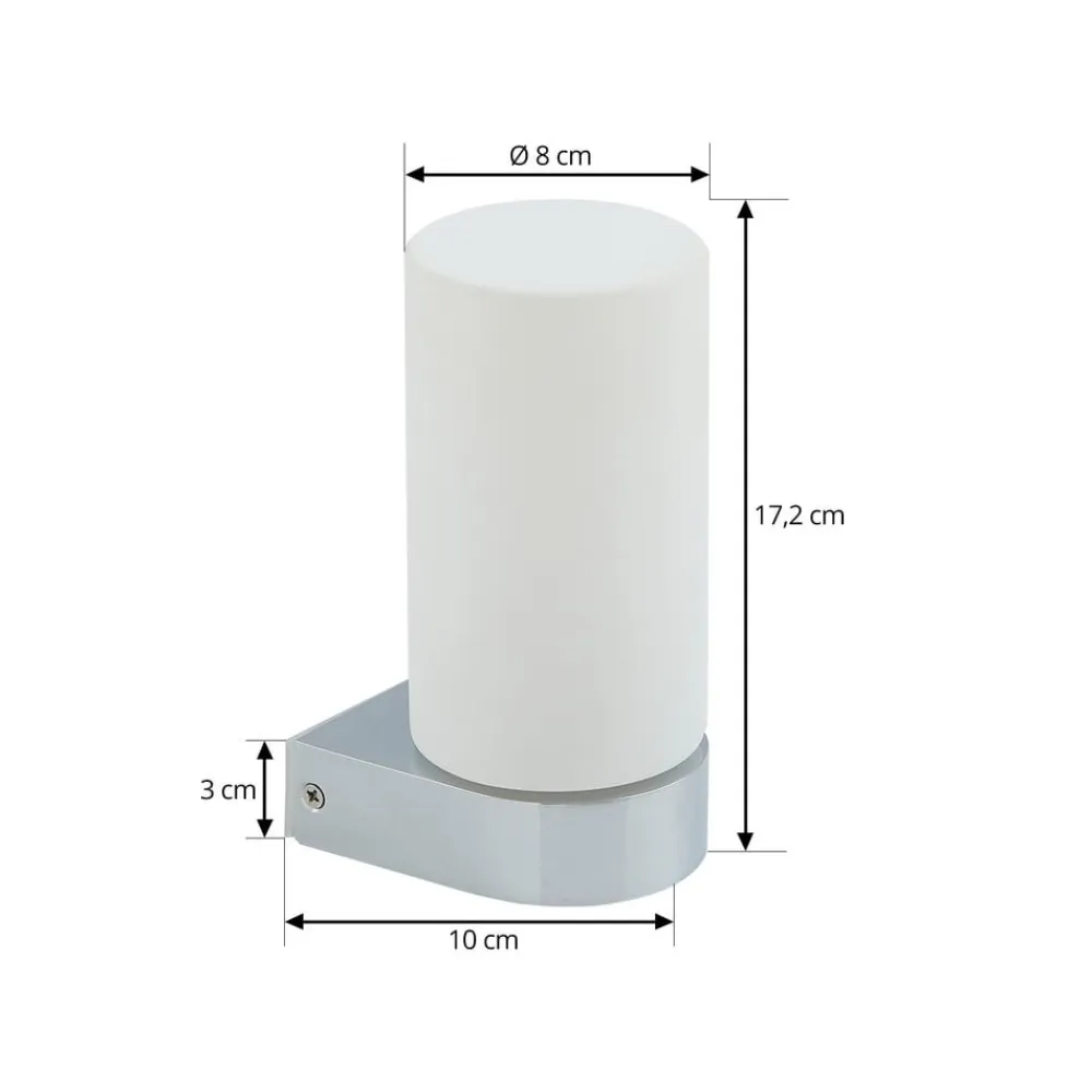 Lucande Væg- Og Spejllamper>Basolo væglampe til badeværelset, krom, højde 17,2 cm, glas