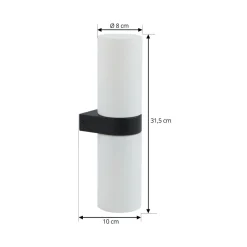 Basolo væglampe til badeværelset, sort, højde 31,5 cm, glas^Lucande Clearance