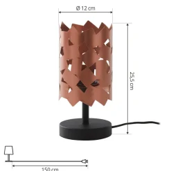 Lucande bordlampe Aeloria, kobber, jern, Ø 12 cm, E27