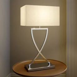 bordlampe Evaine, krom/hvid, metal, 66 cm, E27^Lucande Sale