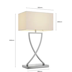 bordlampe Evaine, krom/hvid, metal, 66 cm, E27^Lucande Sale