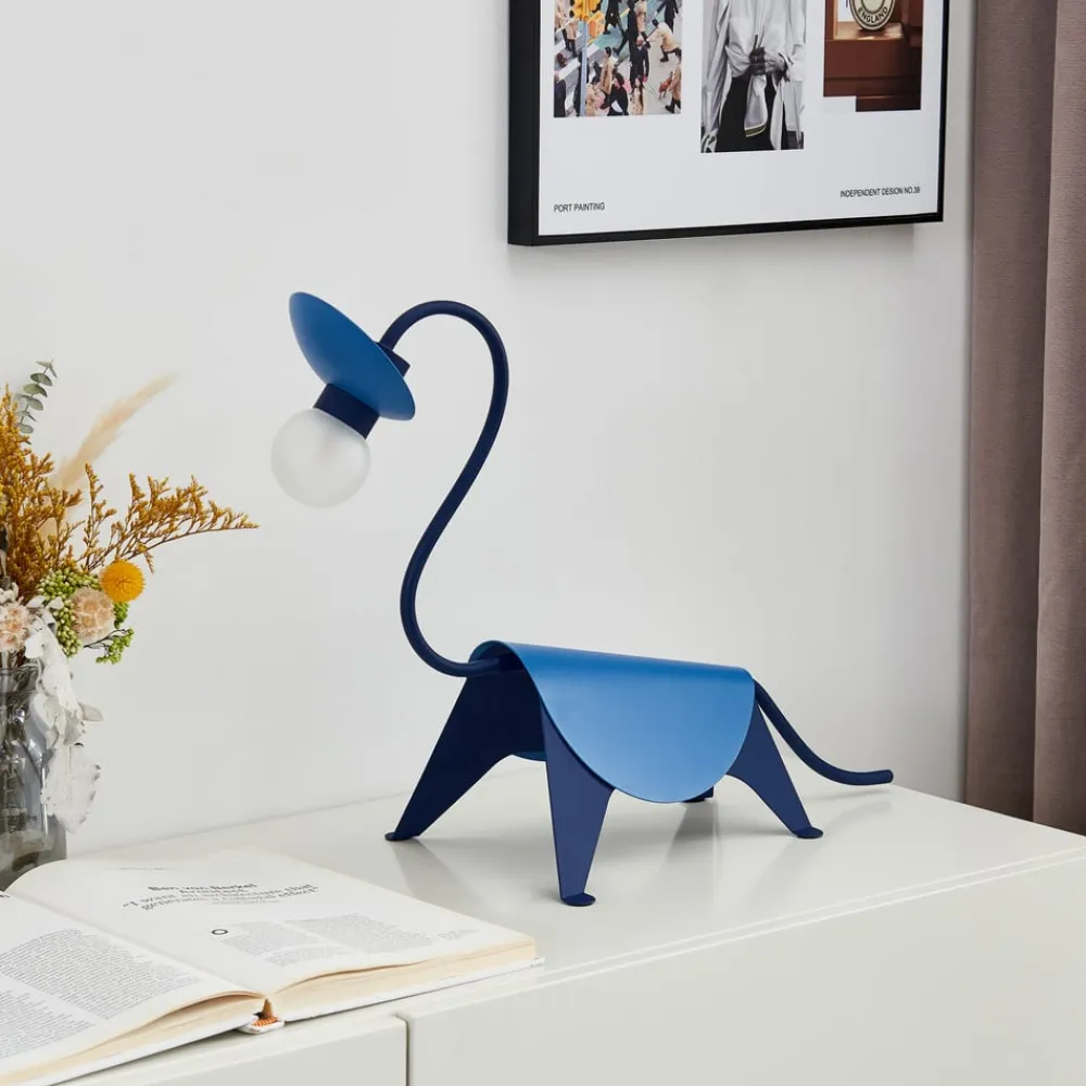 Lucande bordlampe Idalina, Dino, blå, stål, 44 cm