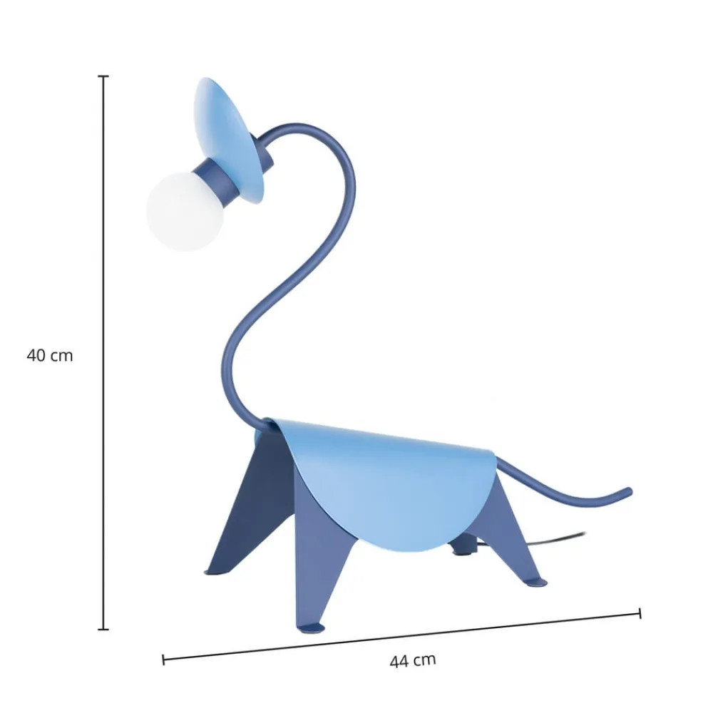 Lucande bordlampe Idalina, Dino, blå, stål, 44 cm