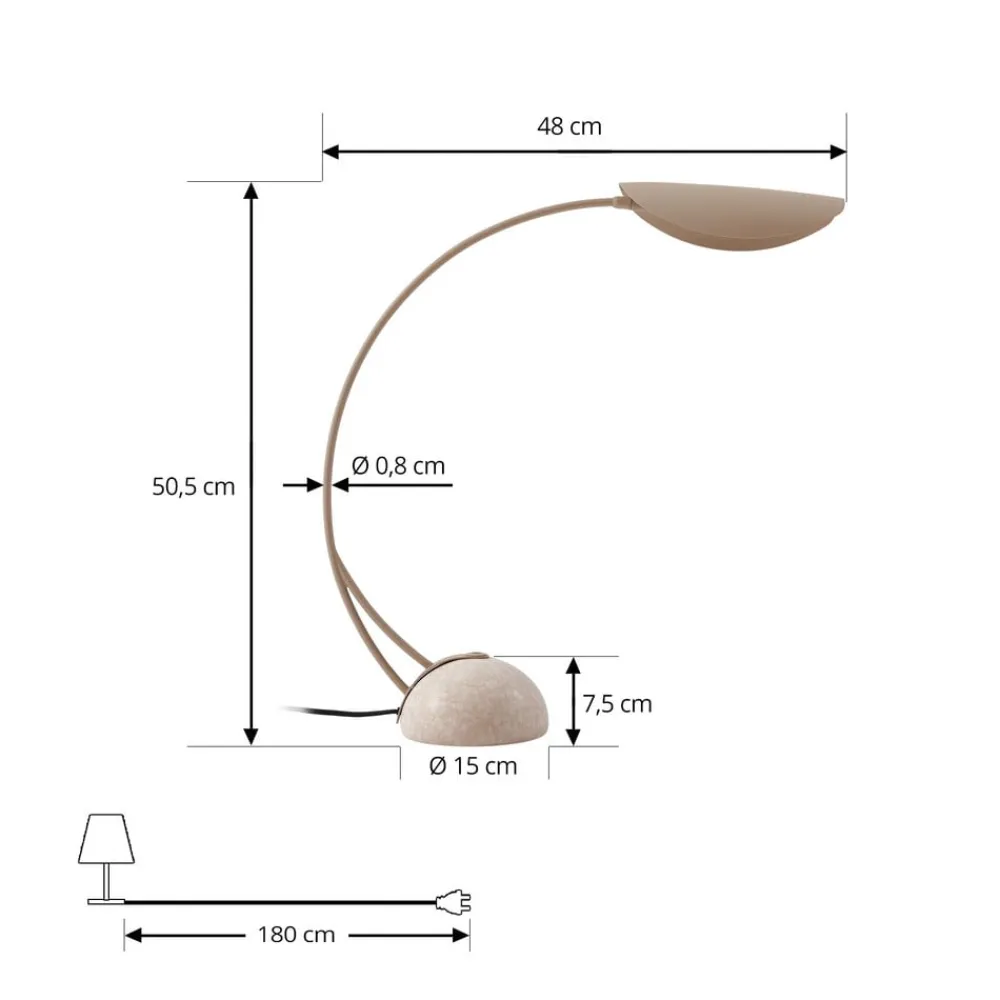 Lucande Pendellamper|Bordlamper>bordlampe Rivera, beige, metal, sten, 51 cm, G9