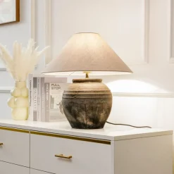 Lucande Bordlamper>bordlampe Thalorin, højde 46 cm, grå, keramik