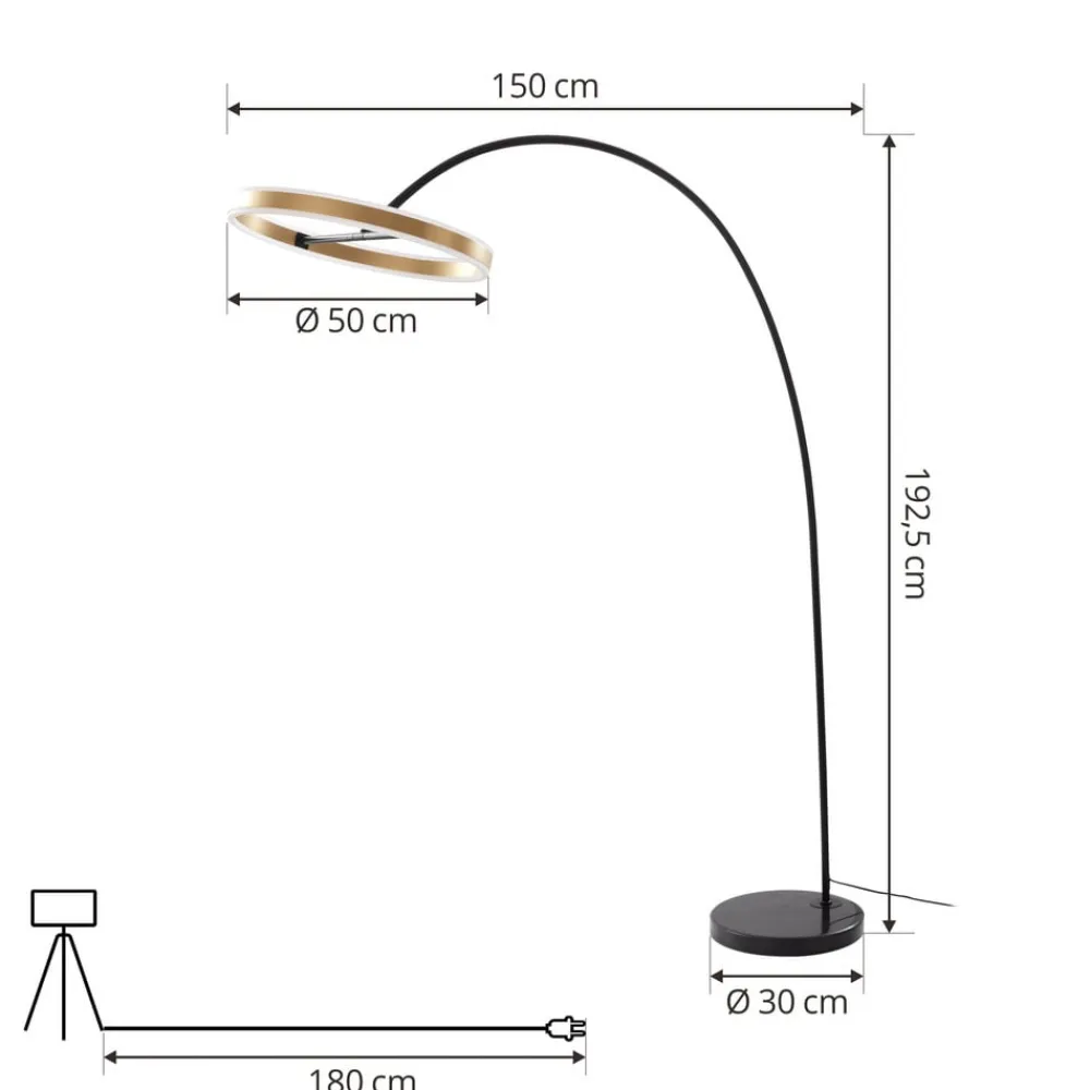 buelampe Yekta, messingfarvet, 183 cm, dæmpbar^Lucande Discount