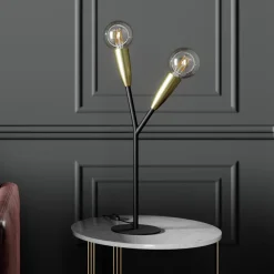 Carlea bordlampe, 2 lyskilder sort-messing^Lucande Clearance