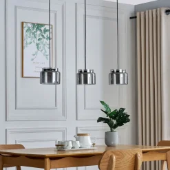 Lucande Diano hængelampe, røggrå, 3 lyskilder