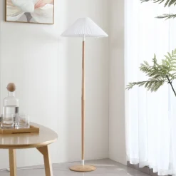 Lucande Gang|Pendellamper>Ellorin gulvlampe, hvid, træ, Ø 47,5 cm, E27