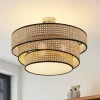 Elowen loftlampe, Ø 56 cm, rattan, bambus^Lucande Discount