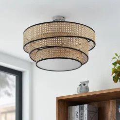 Elowen loftlampe, Ø 56 cm, rattan, bambus^Lucande Discount