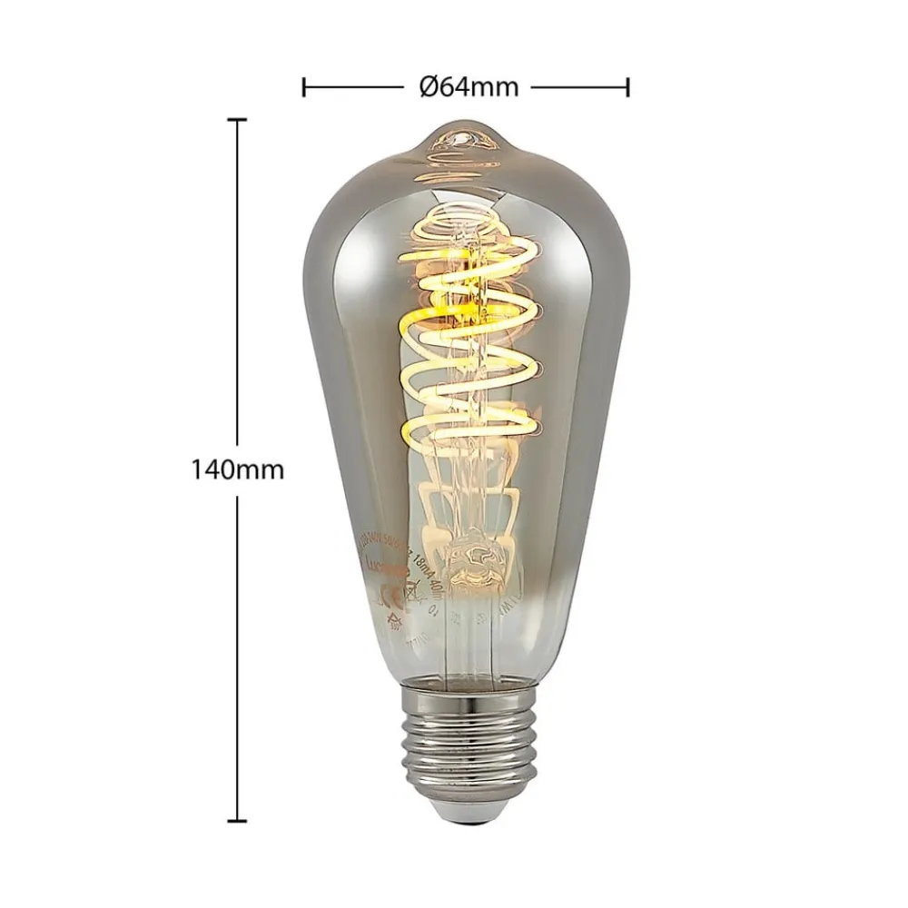 Lucande E27-pære ST64 4W 918 dæmpes titan, 2 stk