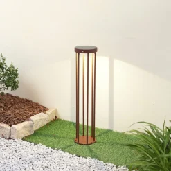 Evelis LED-vejlampe, rustfarvet, aluminium, sensor^Lucande Best