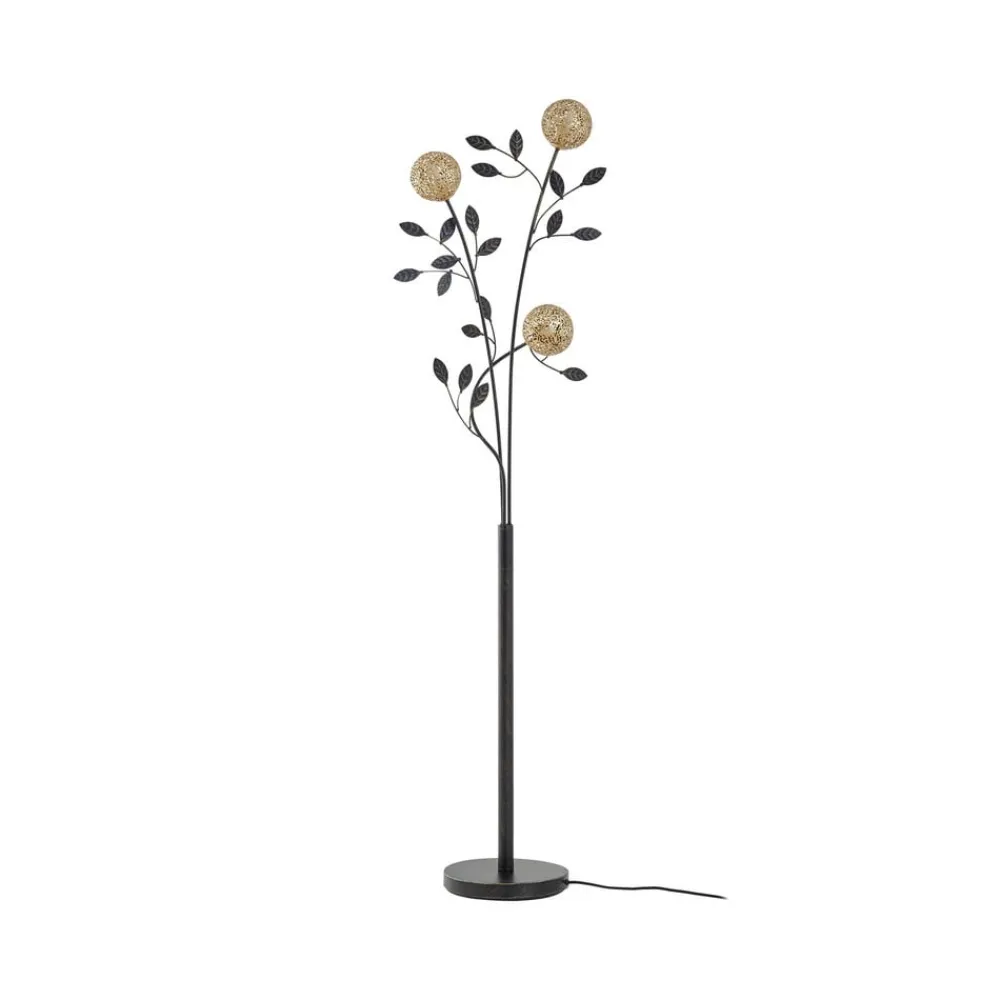 Lucande Evory gulvlampe, 160 cm, 3 lyskilder, sort/guld, G9