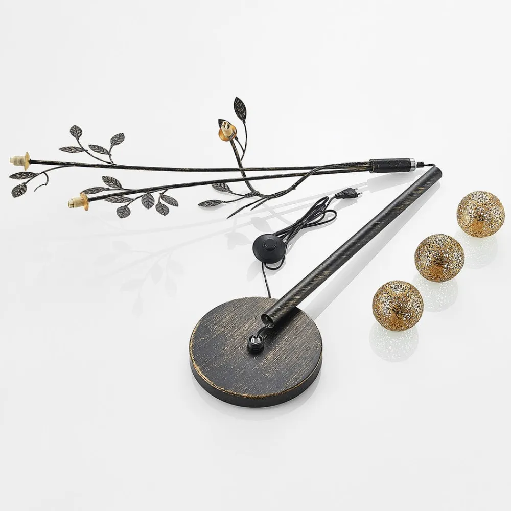 Lucande Evory gulvlampe, 160 cm, 3 lyskilder, sort/guld, G9