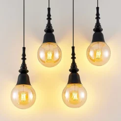 Gesja pendellampe, 4 lyskilder, lang, sort^Lucande Hot