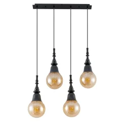 Gesja pendellampe, 4 lyskilder, lang, sort^Lucande Hot