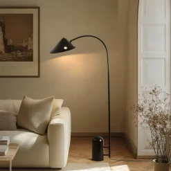 Lucande Pendellamper|Gulvlamper>gulvlampe Alviero, 157 cm, sort, metal, marmor