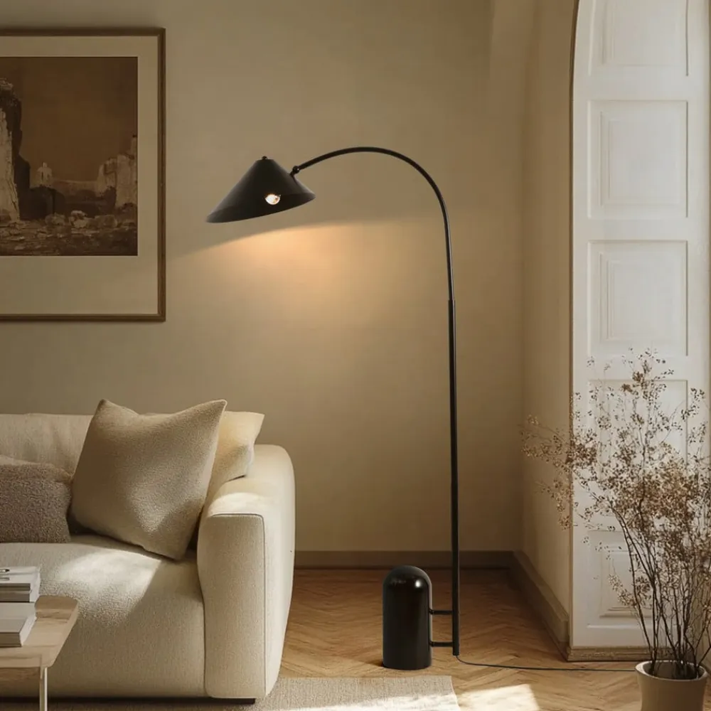 Lucande Pendellamper|Gulvlamper>gulvlampe Alviero, 157 cm, sort, metal, marmor